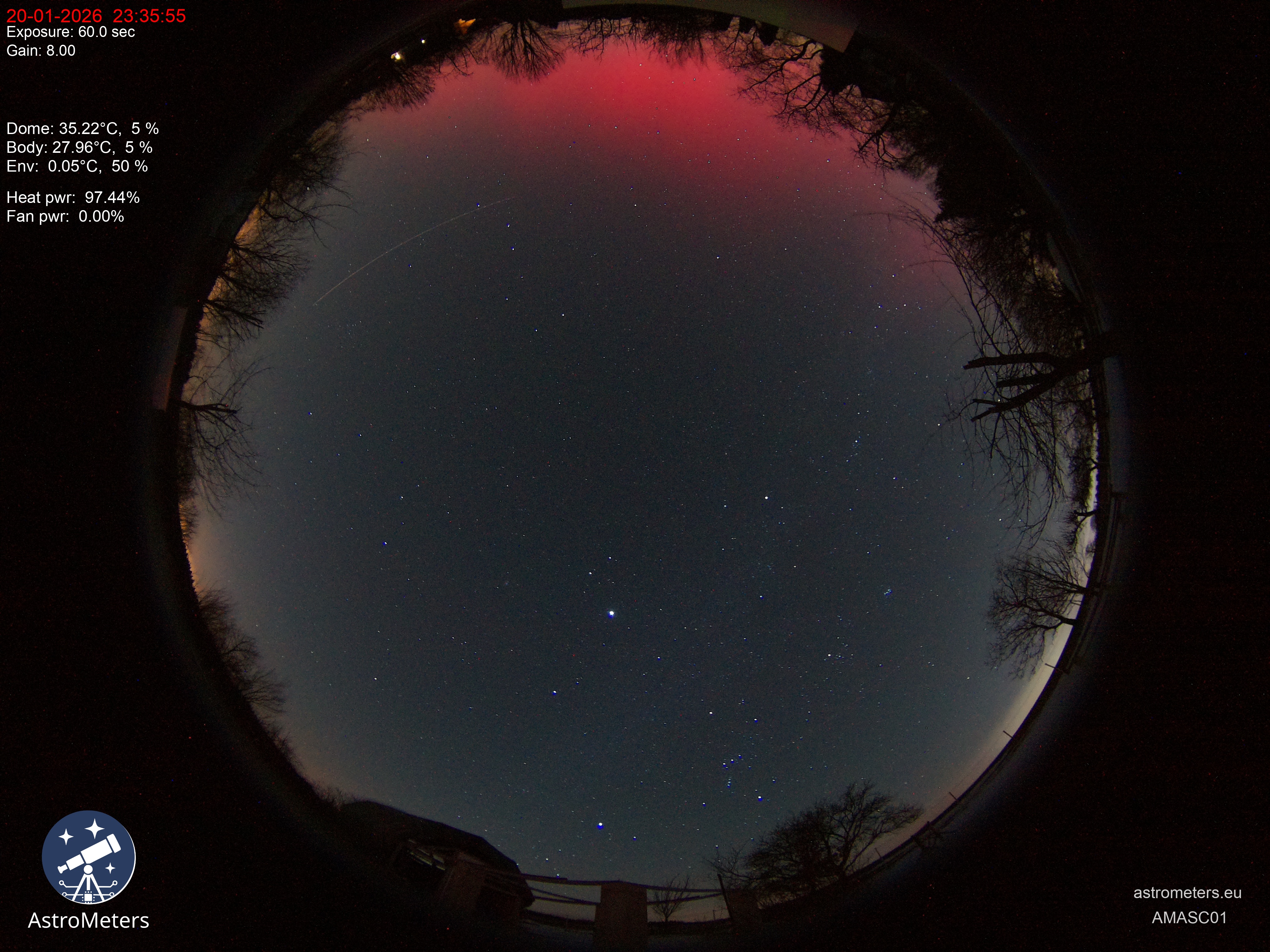 Weaker red aurora visible from the Czech Republic on January 20, 2026